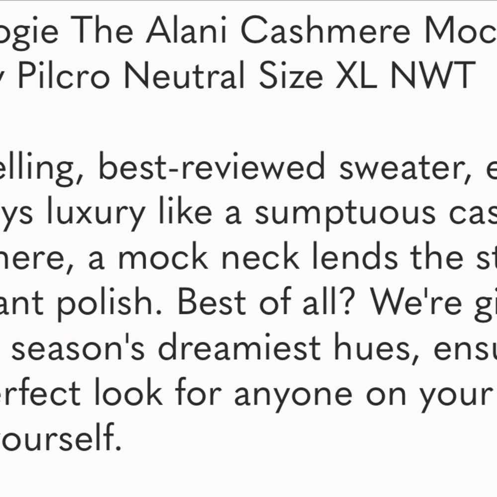 Anthropologie The Alani Cashmere Mock-Neck Sweater by Pilcro Neutral Size XL - Picture 5 of 9